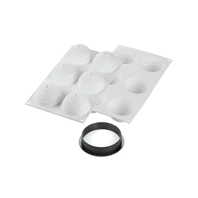 KIT TARTE RING MONTBLANC ّ80 MM - SET SILICONE MOULD + 6 RINGS White