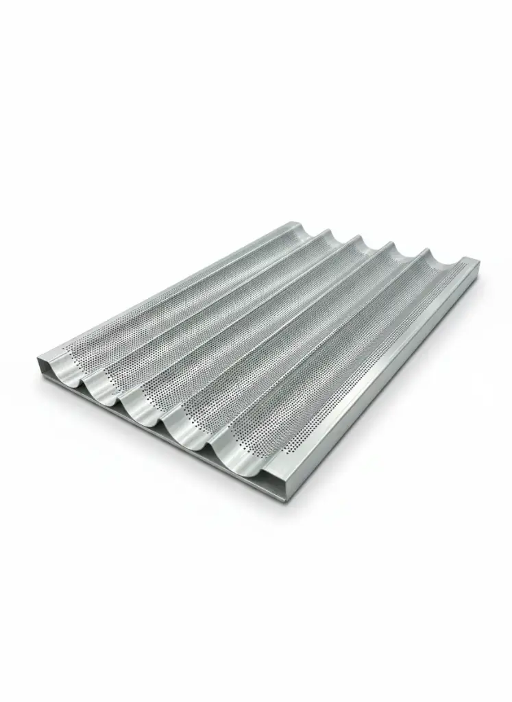 [T 013] 5-Channel Baguette Tray (Two Sides Open) 600*400*33Mm, 1.0Mm Al.Alloy, Natural